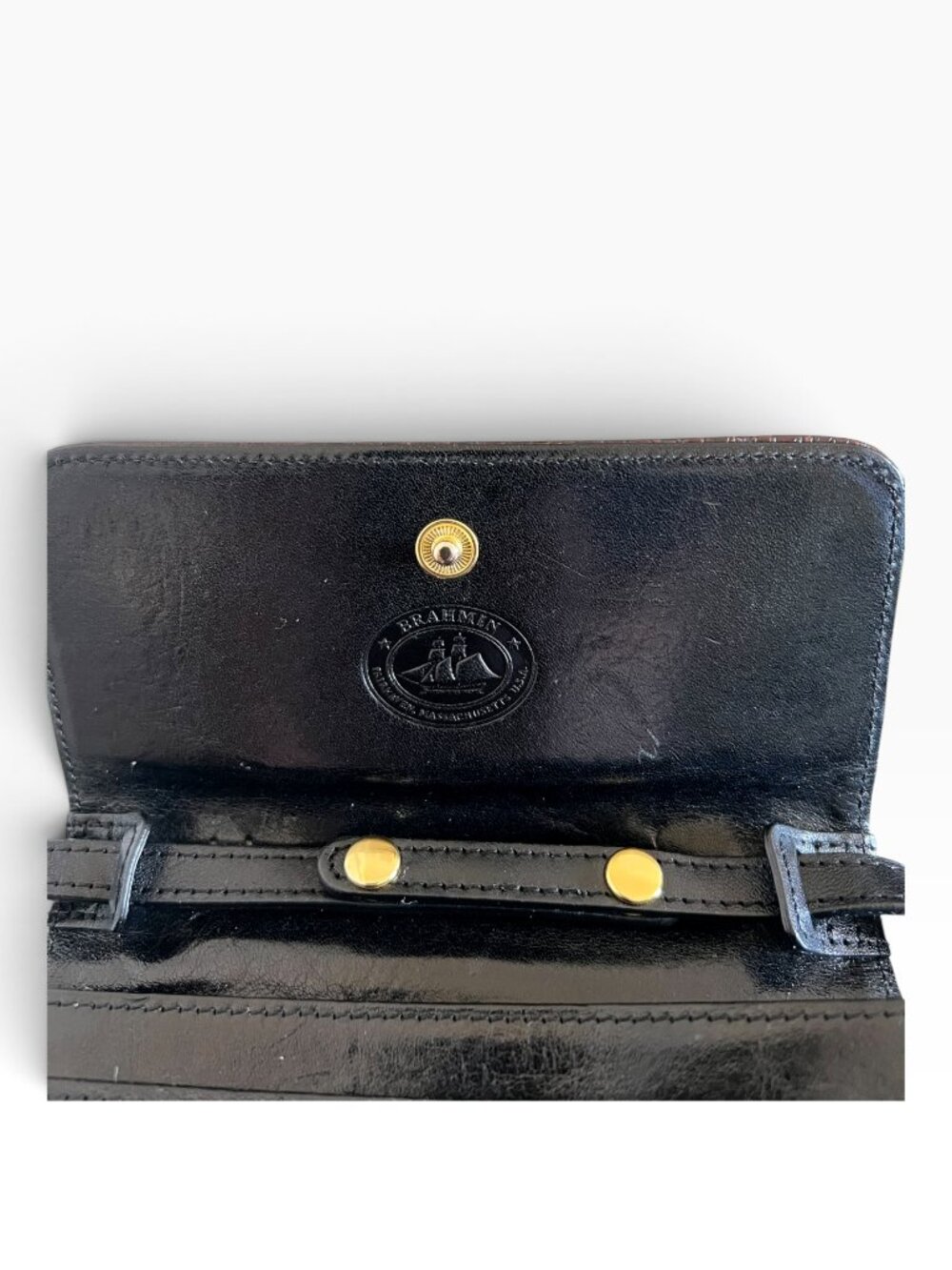 BRAHMIN Leather Mini Crossbody Purse In Black & Brown - Picture 3 of 11